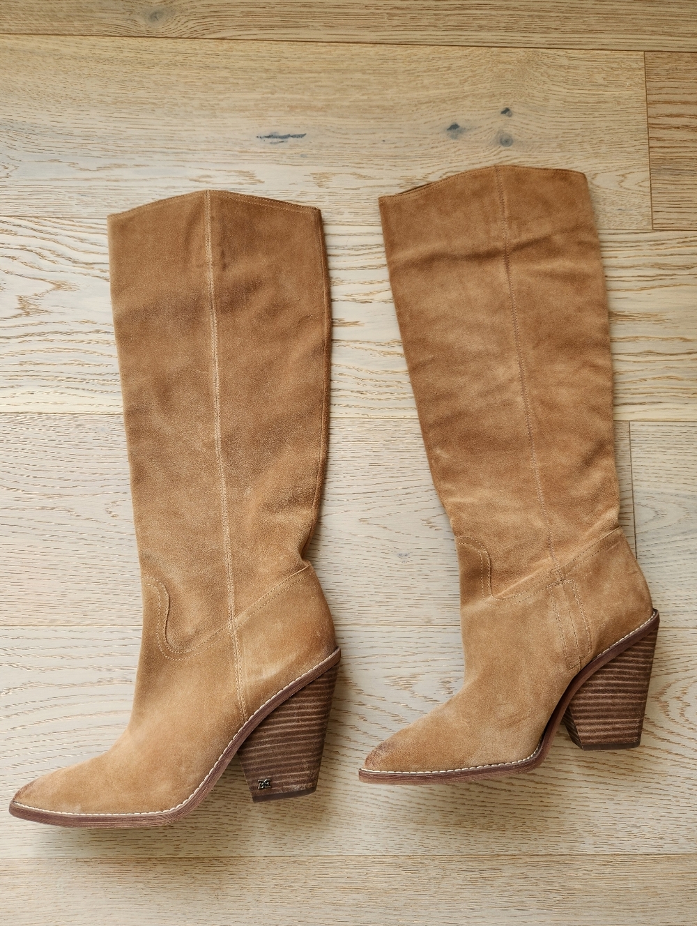 Sam Edelman Indigo Western Knee High Boots Size 9.5 Golden Caramel Brown - Picture 8 of 16